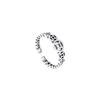 S925 Sterling Silver Retro Copper Coin Open Ring - Japanese Korean Style, Five Blessings, Oxidized Finish