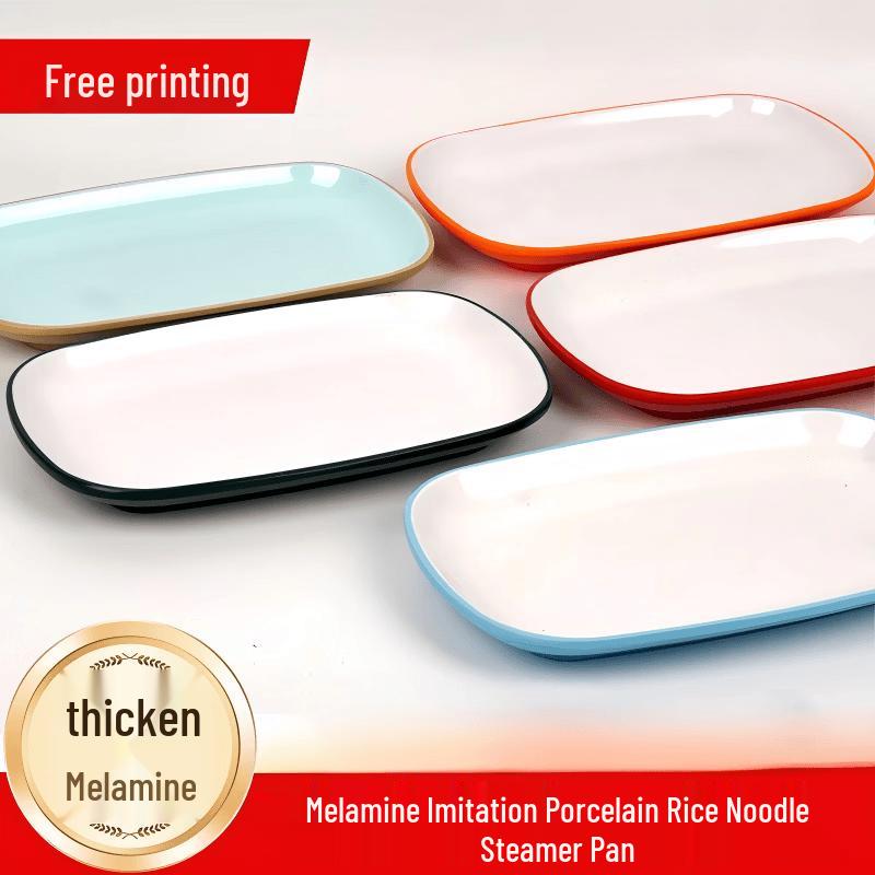 Two-Tone Melamine Rectangular Serving Plates 8 inches