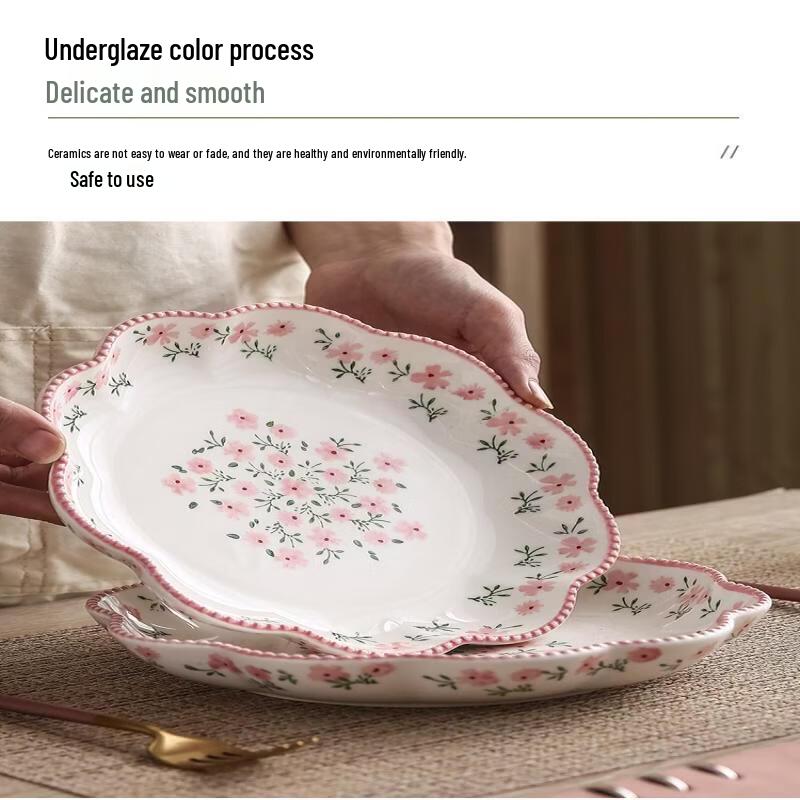 Floral Pattern Deep Ceramic Dinner Plate