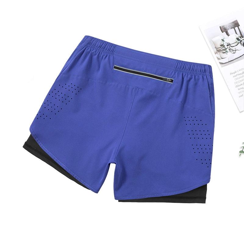 Herren Sommer Sportshorts Schnelltrocknend Atmungsaktiv Doppellagig Anti-Exposition Fake Zweiteilig Trainingsshorts Fitness Laufshorts