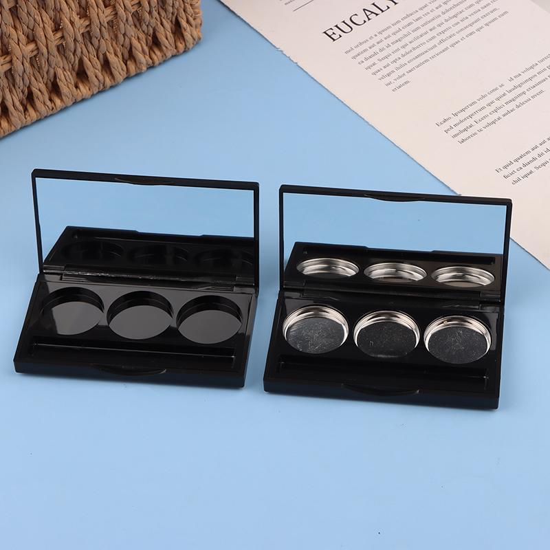 3 Grids Square Empty Eyeshadow Palette With Fixed Sticker&Aluminum Plate Plastic Cosmetic Container Clear Makeup Case