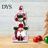 Christmas Party Favors 2D Wooden Tabletop Ornaments, Xmas Tree Santa Unique Holiday Ornaments Snowman Sign with Stand, Decorations Double Sided