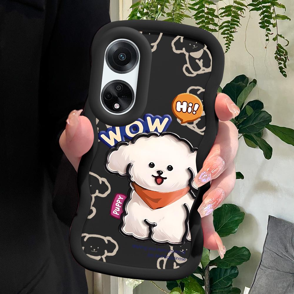 

Окрашенный узор Big Wave Edge Мягкий силиконовый материал Macaron чехол для телефона противоударный защитный резиновый чехол для OPPO Reno Realme OPPO A5S чёрный