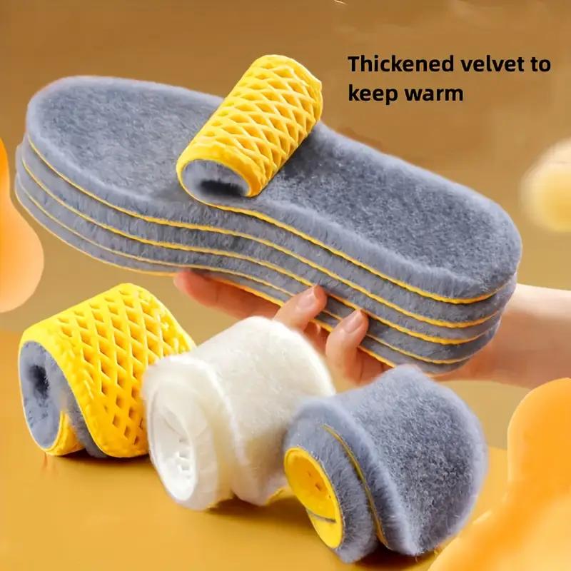 1 Pair Thermal Insoles - Cushioned & Plush Warmth, Non-Slip Grip - Winter Shoes, Athletic Sneakers, Snow Boots Shoe Insole