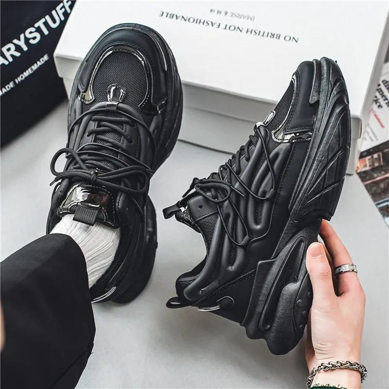 Mesh Sports Shoes for Men's Spring/autumn New Breathable Thick Soles with Increased Height Dad Shoes Mans Casual Shoes Sneakers