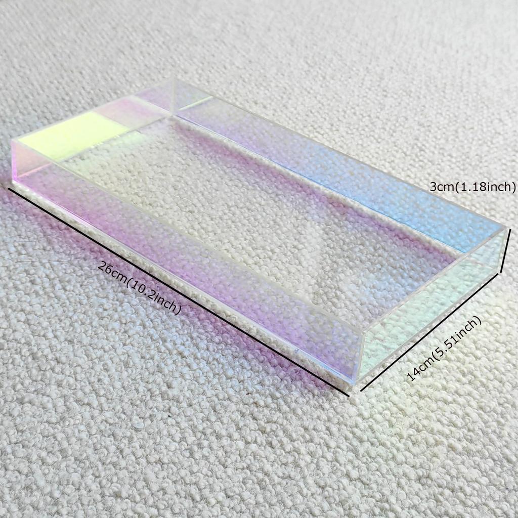 Iridescent Perfume Tray Acrylic Sink Vanity Tray Cosmetic Perfume Makeup Organizer Tray Coffee Table Tray 27x14x3.3cm
