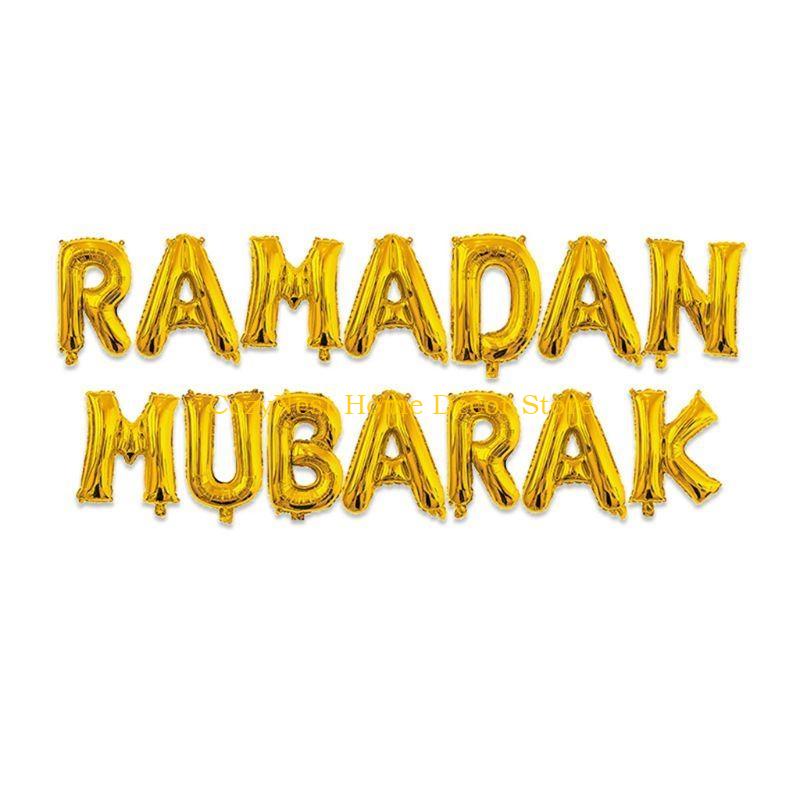 92MF 16'' Happy Eid Mubarak Ramadan Letter Foil Balloons Decoration Banners