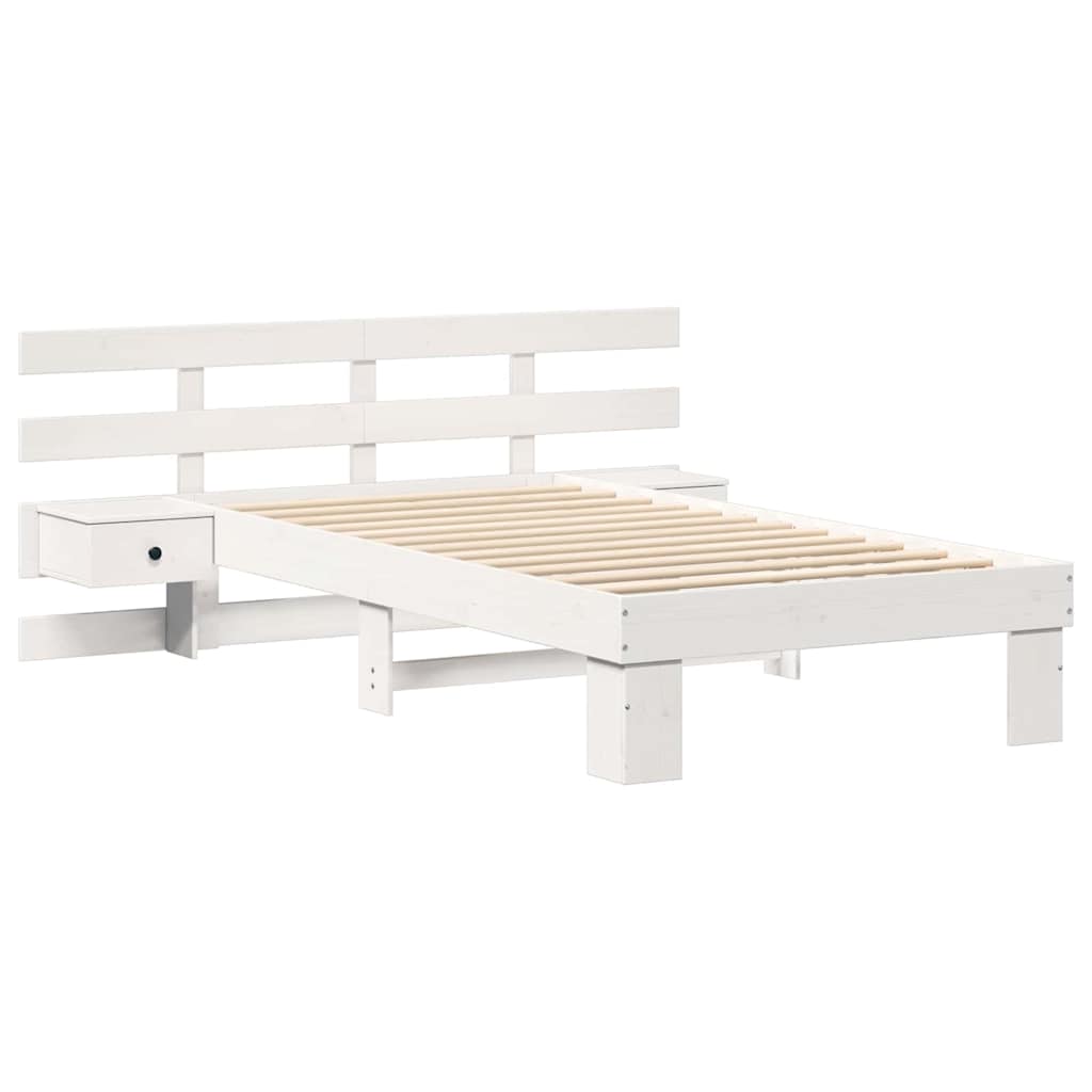 White Bed Frame with Headboard 90 X 190 Cm Solid Pine Wood