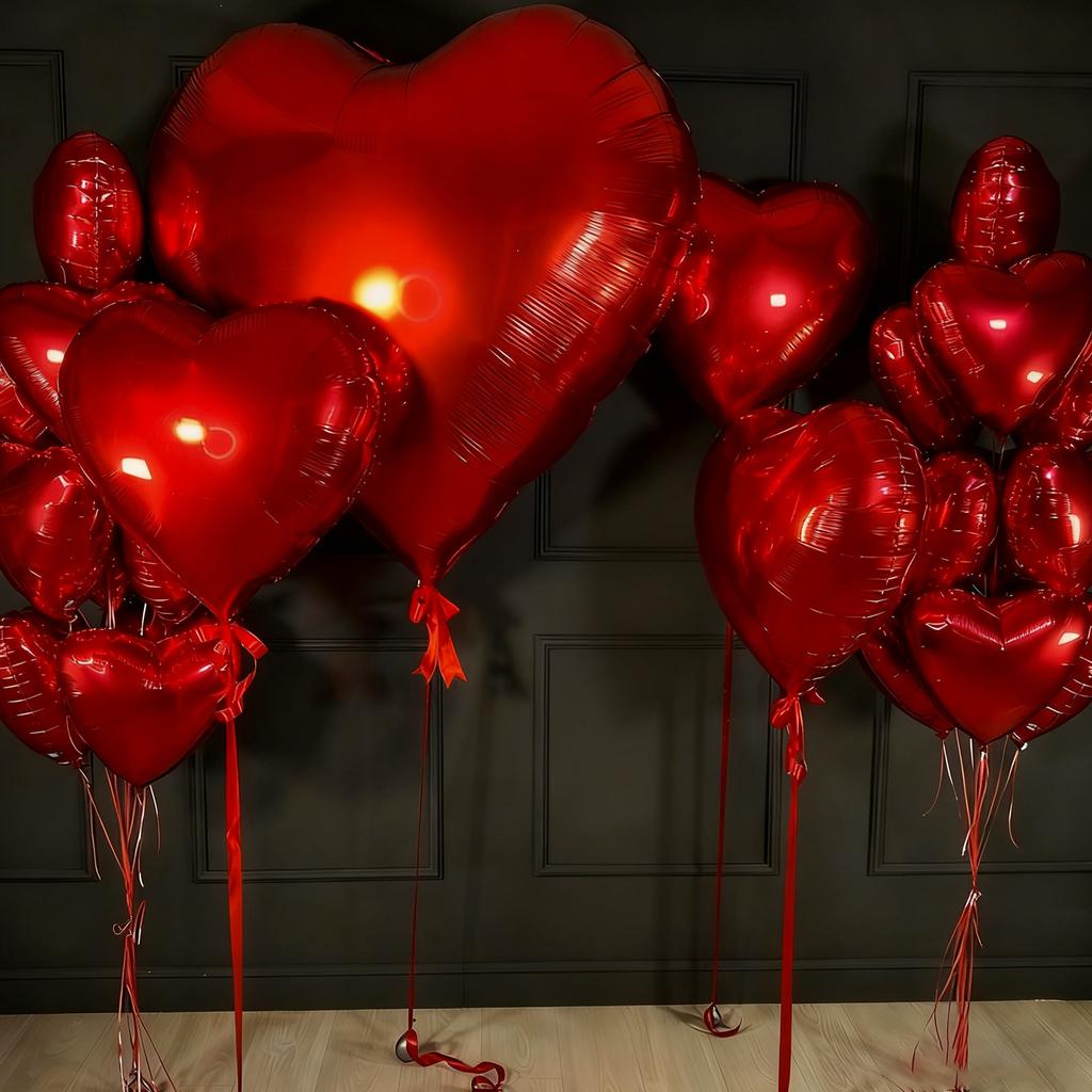 Oversize 63 inch red aluminum foil balloons and 18 inch love balloons Valentine's Day proposal wedding birthday decoration