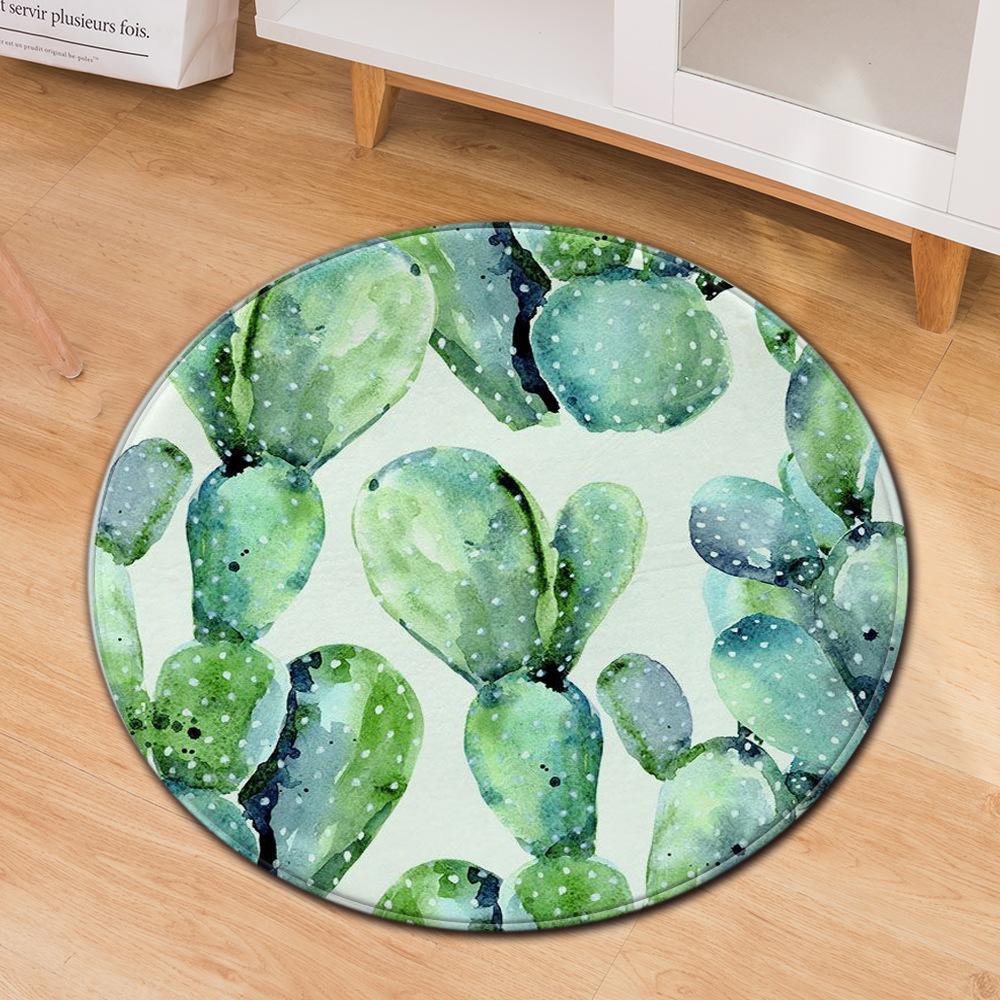 Grünes Blatt Pflanze Wohnzimmer Bereichsteppich Kaktus Druck Rund Schlafzimmer Teppich Stuhlmatte Kinder Spielteppich Memory Schaum Badematte Fußmatte