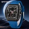 Sanda Trendy Men's Dual Display Waterproof Silicone Strap Watch with Countdown and Luminous Features
