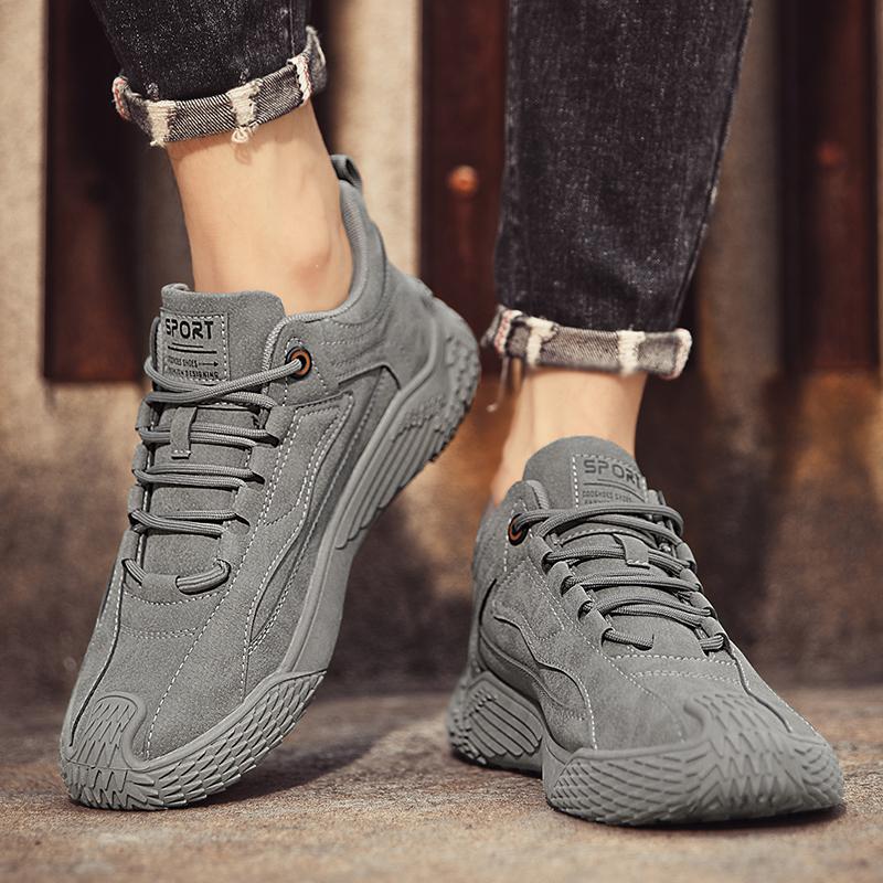 Ankle Boots Men's Casual Shoes Platform Sports Shoes Leather Shoes Fashion Round Toe Return To The Ancients Low-top Non-slip