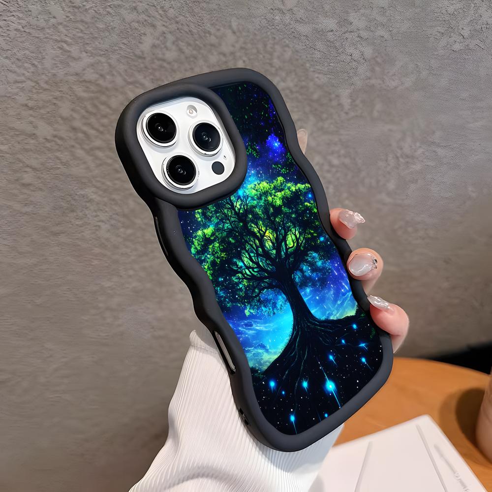 World Life Tree Mobile Phone Case for iPhone 17 16 15 14 13 12 11 Air Pro Max Plus Wavy Edge TPU Colorful Cover Luxury Cover