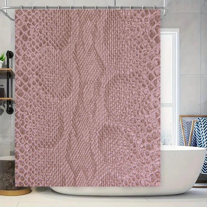 Pink Alligator Skin Pattern Shower Curtain 3D Printed Waterproof Fabric for Bathroom Decoration W90xH180cm
