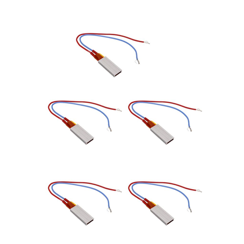 5Pcs PTC Heating Element Aluminum Shell Ceramic Thermostat Heater Plate 220V 200 celsius  Red Blue Cable