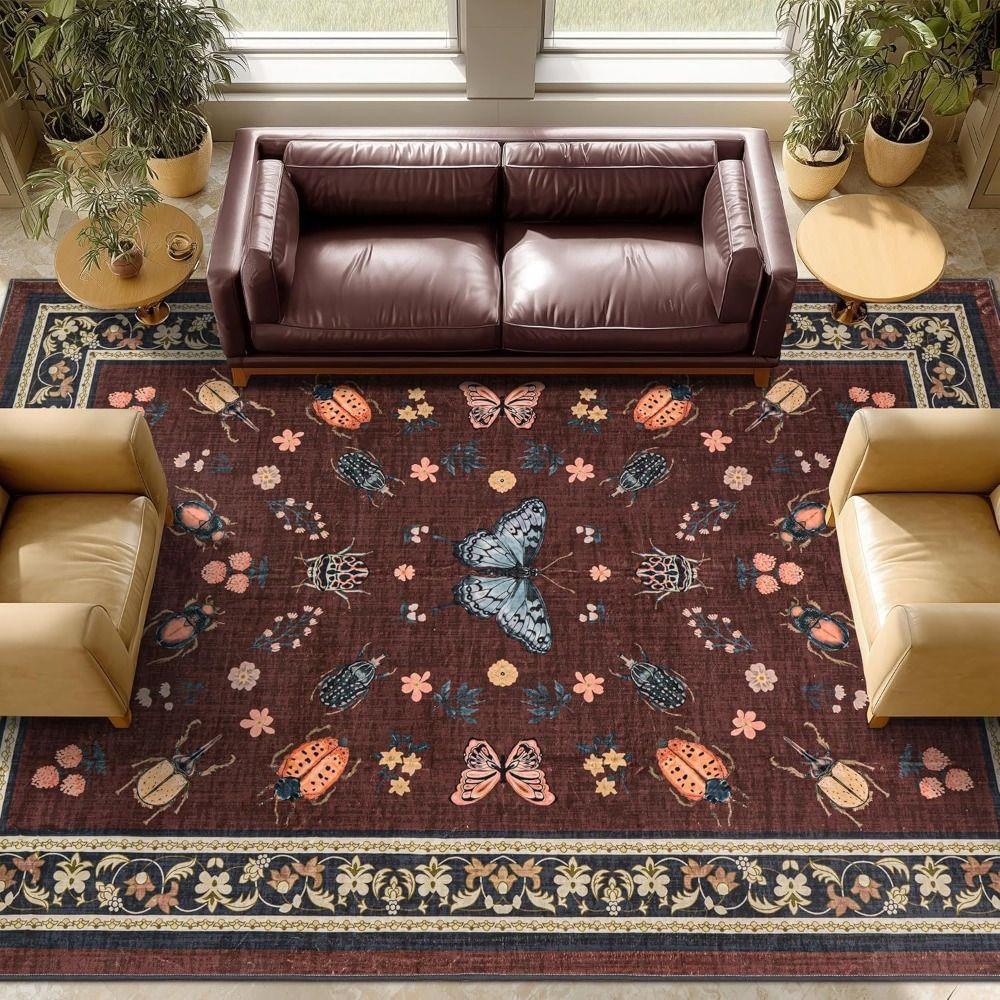 Soft Flower Carpet Non-slip Door Gasket Durable Blanket for Living Room Tea Table Bedside