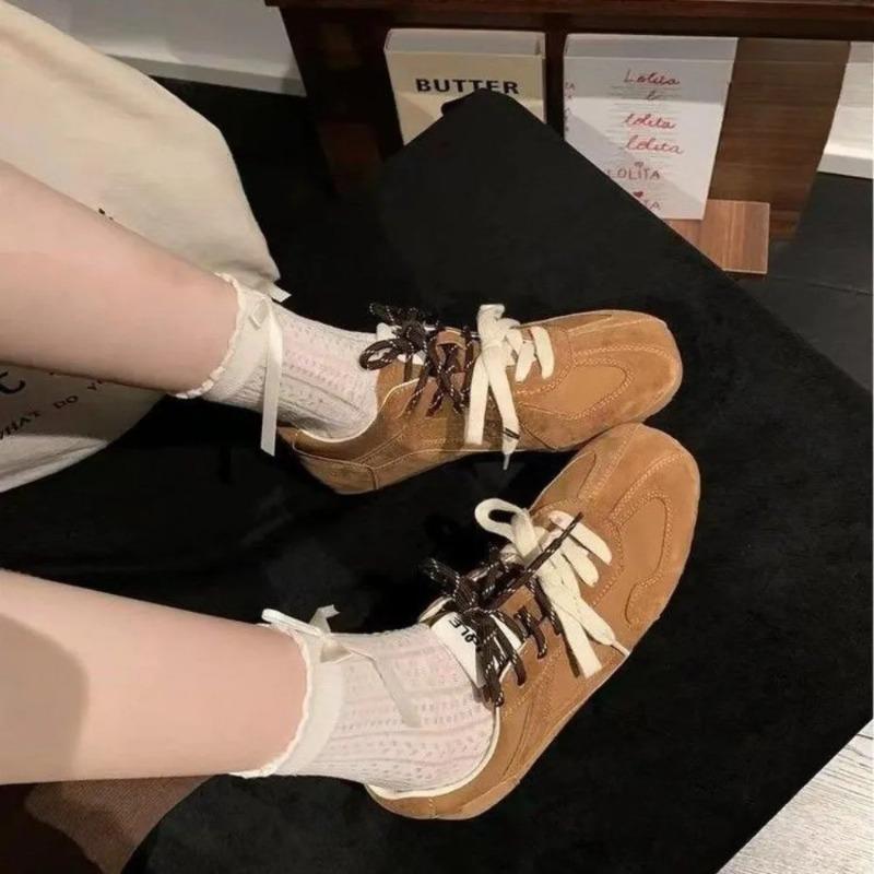 

2025 New Women’s Vintage Flat Trainer Shoes - Mesh Breathable Casual Running Inspired Versatile Sneakers 35 бежевий