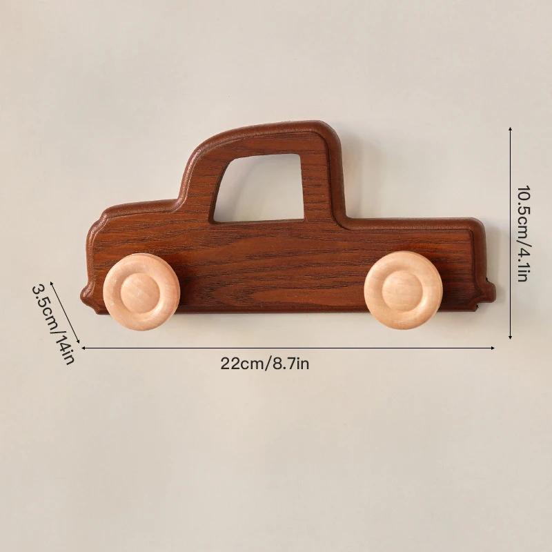 

Cute Car Hooks Solid Wood Decorative Double Hooks Key Holder Wall Mounted No Drill Coat Rack Entryway Storage Kids Room Decor