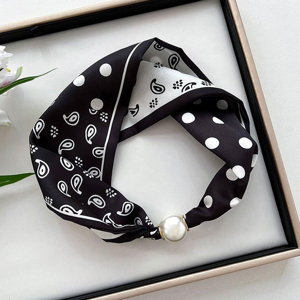 Soft Pearl Silk Scarf Thin Neckerchief Elegant Neck Scarf for Women