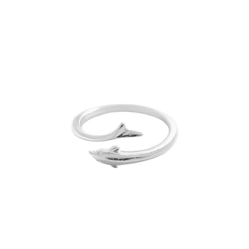 Beixi S925 Sterling Silver Dolphin Open Ring - Trendy Women's Index Finger Jewelry 2025