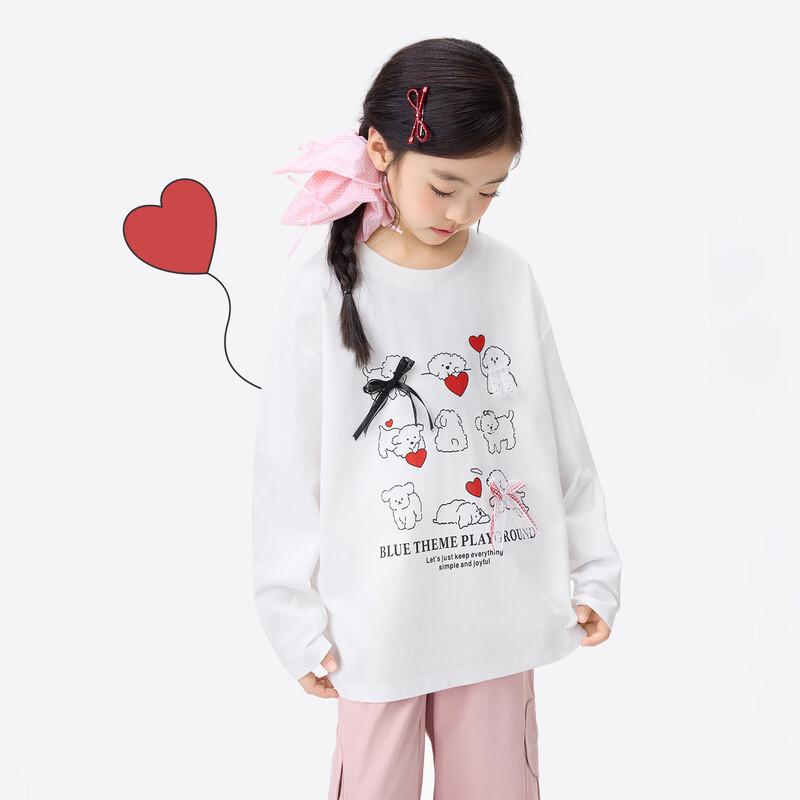 

Girls Casual Long-Sleeved T-shirt with Color-block Bow 120