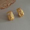 Light Luxury Minimalist Metal Three-dimensional Texture Zircon Stud Earrings Niche Retro High-end Sense Fashion Temperament Earrings Women