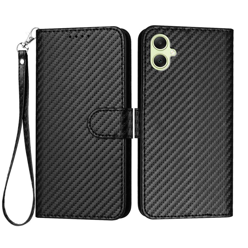 For Samsung Galaxy A07 4G/A06 4G/A06 5G Wallet Case with Strap Carbon Fiber Texture Leather Mobile Cover