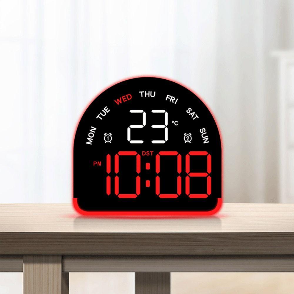 Wall-mounted Electronic Wall Clock Multi-functional Temperature Display Table Clock Date 12/24H Digital LED Clocks for Bedroom