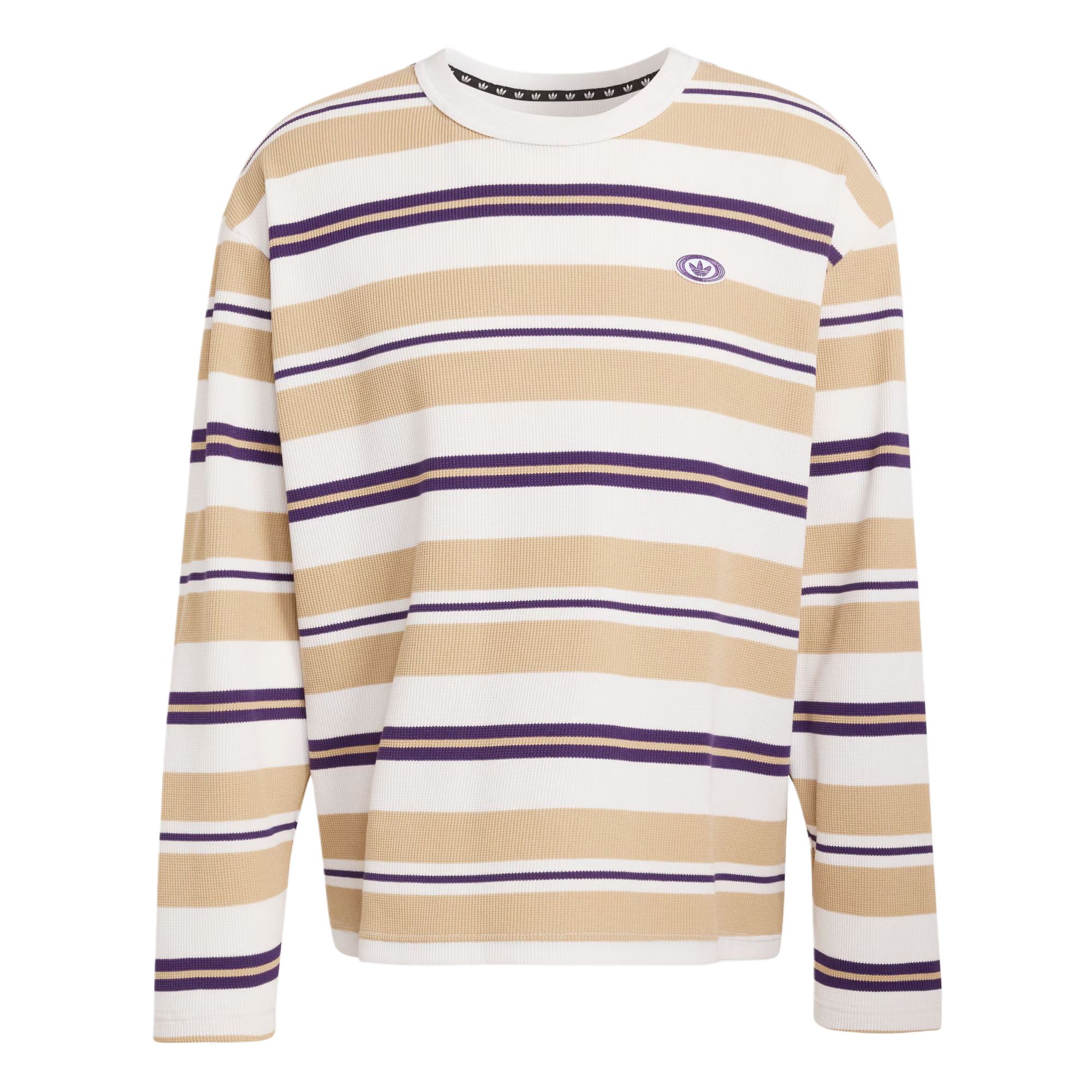 

Adidas Originals FW25 90s Alternative Stripe Waffle Loose Fit Striped Long Sleeve T-Shirt Men Tops KS6849 2XL