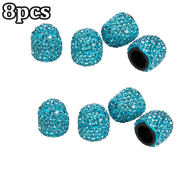 8Pcs  Bling Diamond Crystal Wheel Caps Rhinestone Universal Car Tire Valve Caps Diamond Shining Dustproof Caps Car Accessories
