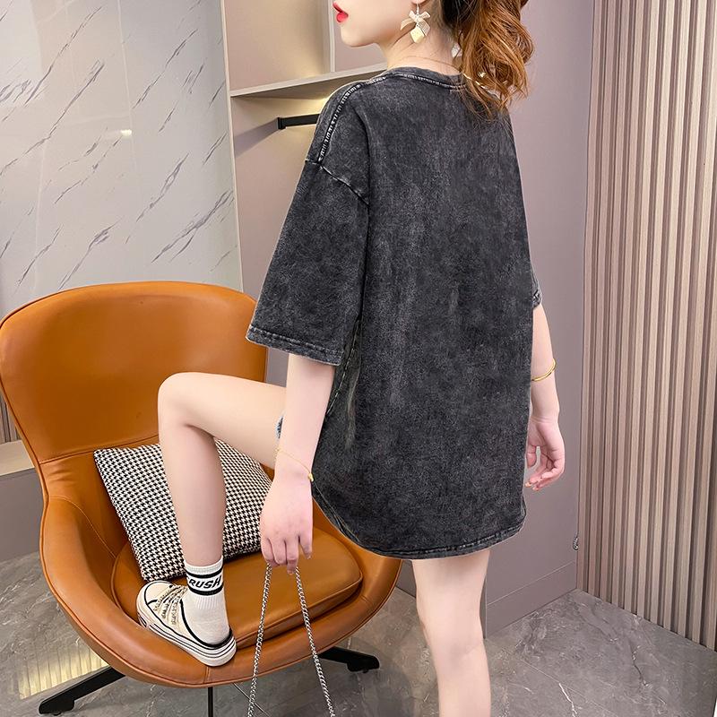 Women's Retro Butterfly Print Plus Size Loose Fit Cotton T-Shirt
