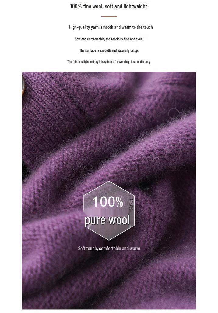 Women's Pure Wool Solid Color Cashmere Cardigan Sweater - V Neck Autumn/Winter Knitwear