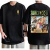 One Piece Straw Hat Pirates TShirt Retro Anime Graphic Print Crew Neck Pure Cotton High Street Fashion Tops For Men Women