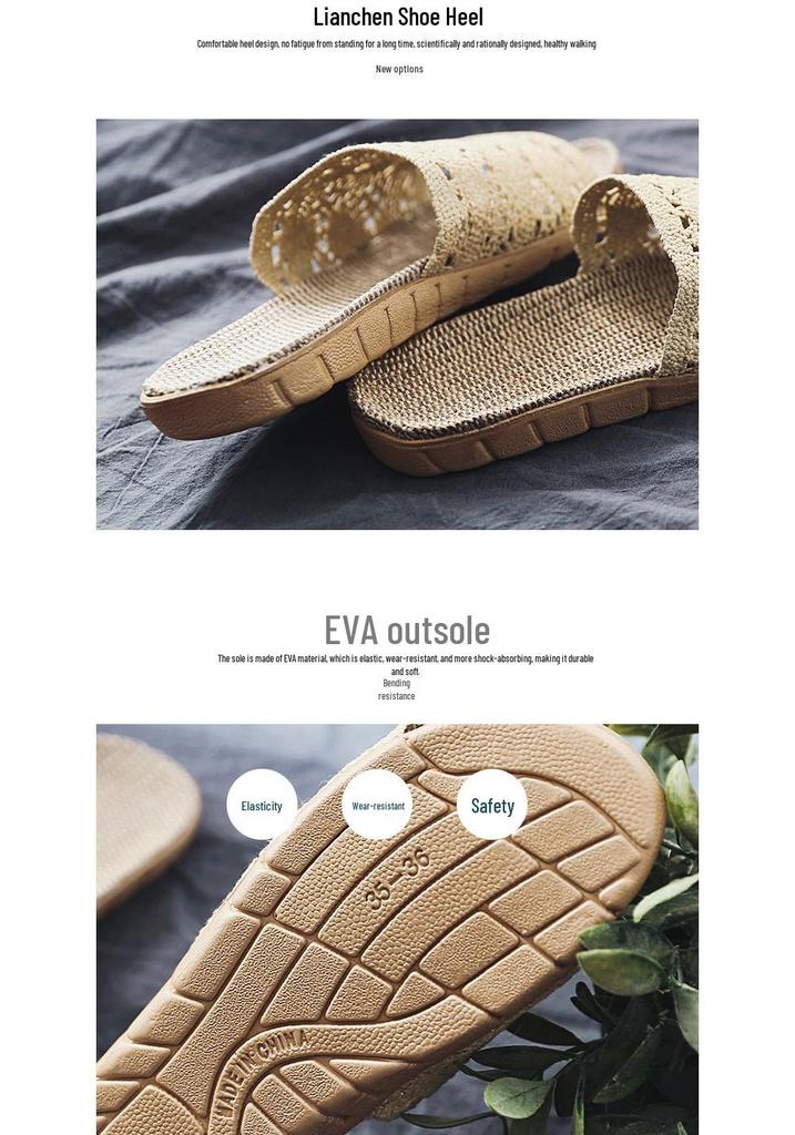 Saint Dinnu Unisex Summer Linen Indoor Slippers: Non-Slip, Thick Sole Sandals for Home.