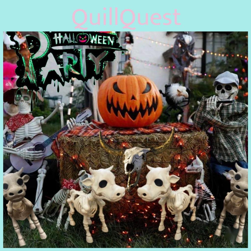 Nowa Dekoracja Halloween 2023 Straszny Szkielet Krowy Żywica Dekoracja Podwórka Imprezy Domu