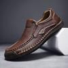 Mens Leather Shoes Fall Fashion Sneakers for Driving Walking Office, Comfortable Men Slip on Skate Flats Non Slip Youth Shoes