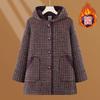 Women's autumn and winter clothing thickened warm woolen jacket long plaid imitation mink velvet coat