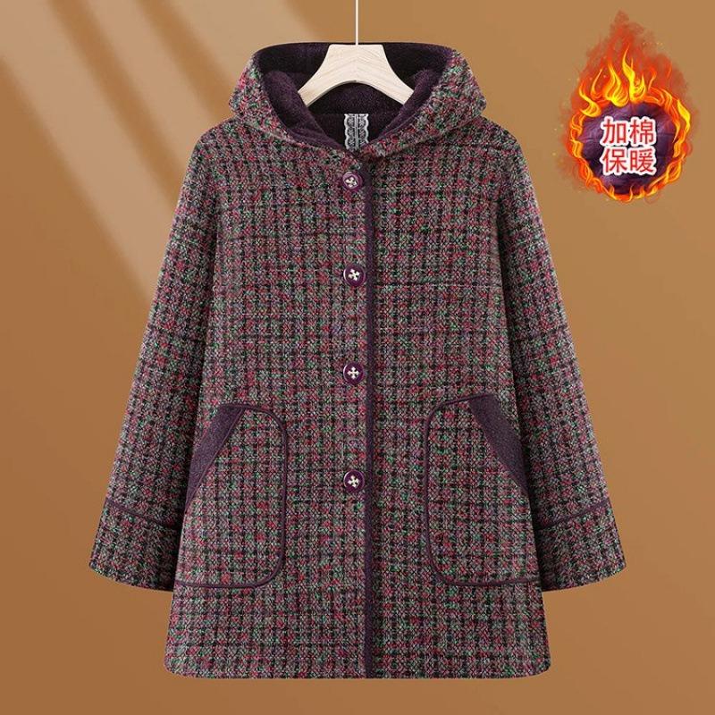 Women's autumn and winter clothing thickened warm woolen jacket long plaid imitation mink velvet coat