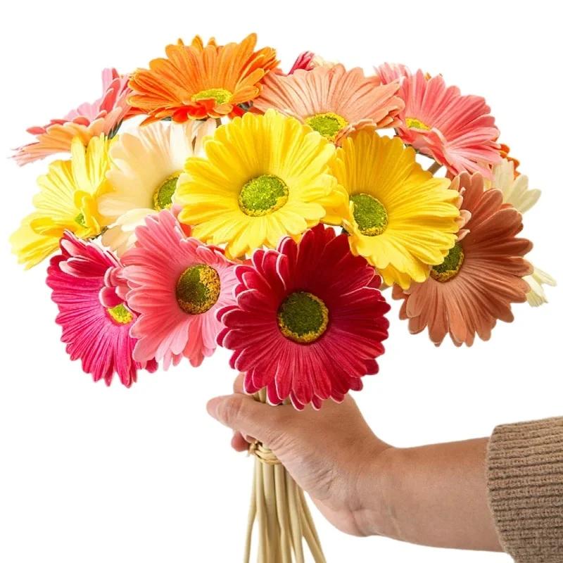 6pcs Gerberas Artificial Flowers Garden Decoration INS Style Fake Flowers Wedding Decorations Office Home Decoration Accessories colore rosso rosa
