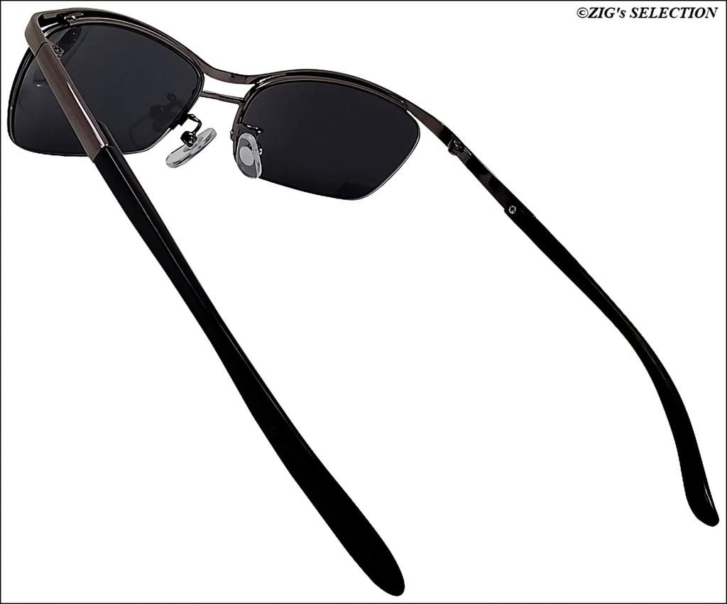 All Dark UV Black Original Sunglasses Case with Cloth [ZIGs] Black, Black, Protection, Frame, Metal, Half-Rim, Two-Bridge, Square, Men's, (gls03bl)