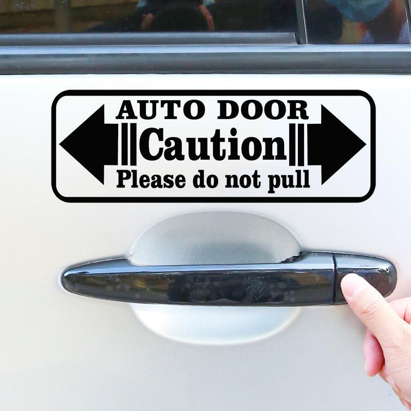 2Pcs New Home Automatic Car Sticker Warning Caution Auto Door Please Do Not Pull Decorative Car Window Sticker