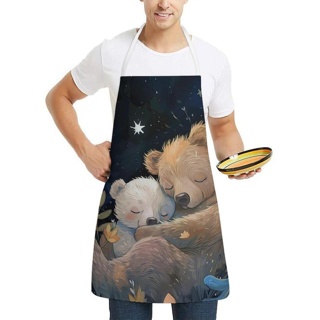 Anpassad plyschbjörntryckt köksförkläde i polyester