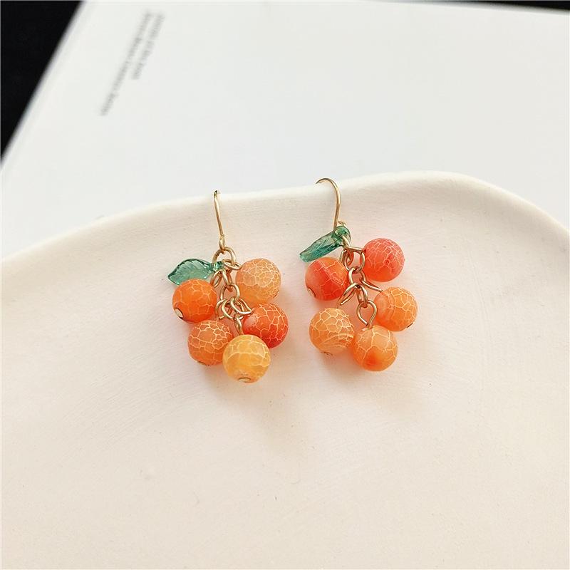 Sweet Orange Tangerine Earrings with S925 Hooks - Cute, Simple, Fresh Style Jewelry