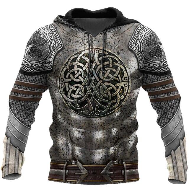 Sudadera Con Capucha Vikingo Odin - Estampado 3D Tatuaje - Unisex Talla Oversize - Estilo Harajuku Casual