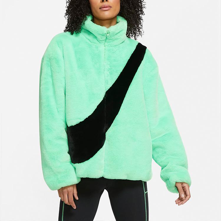 Nike Sportswear Big Swoosh Warm Stand-Collar Long-Sleeve Jacket Women Outerwear Khaki-Green CU6559-328