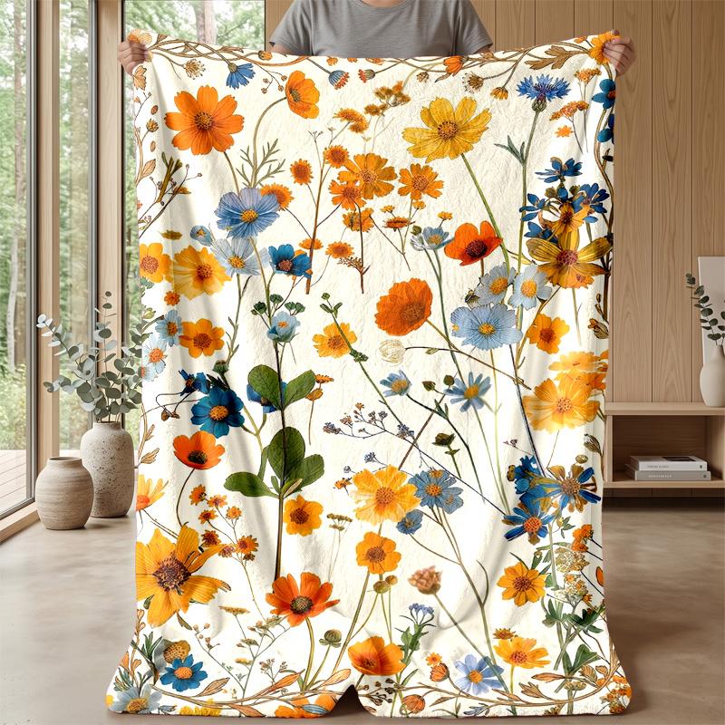 Vibrant Tropical Flowers Theme blanket Lightweight Warm Flannel Blanket Decorative Throw Blanket for Home Decoration