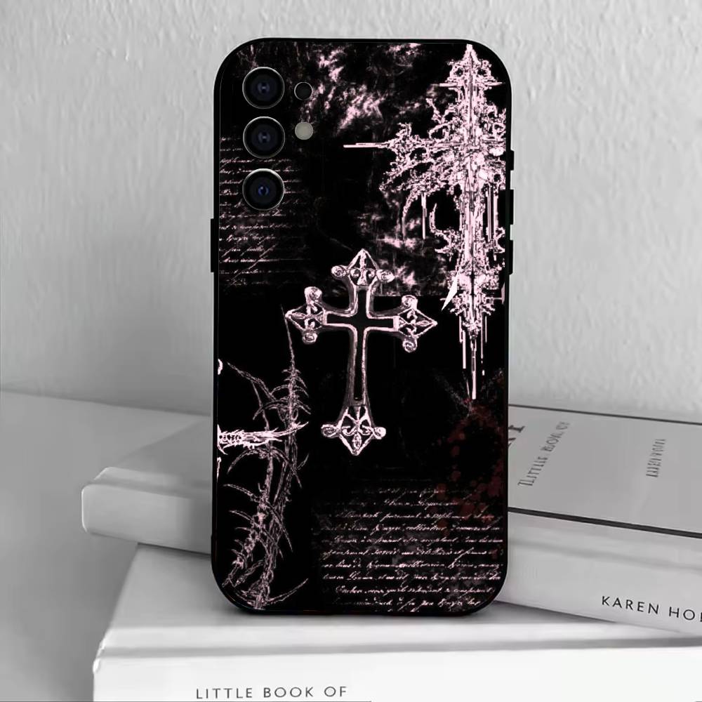 Gothic Sigilism Cross Phone Case For Samsung S25,S24,S21,S22,S23,S30,Ultra,S20,Plus,Fe,Soft Silicone Black Cover