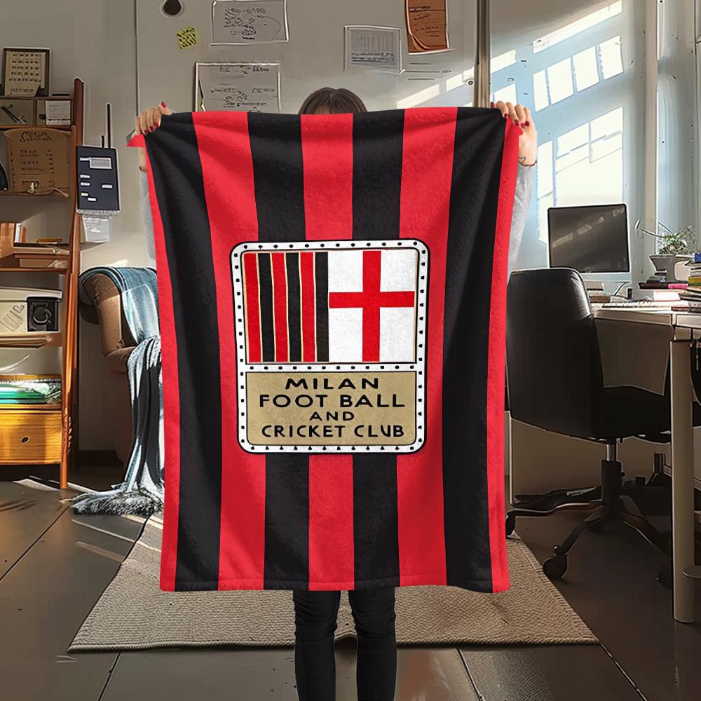 1pc AC Milan Print Flannel Blanket, High quality Comfortable for All Seasons, Home Decor, Warmth and Comfort, Perfect for Christmas Gifts05