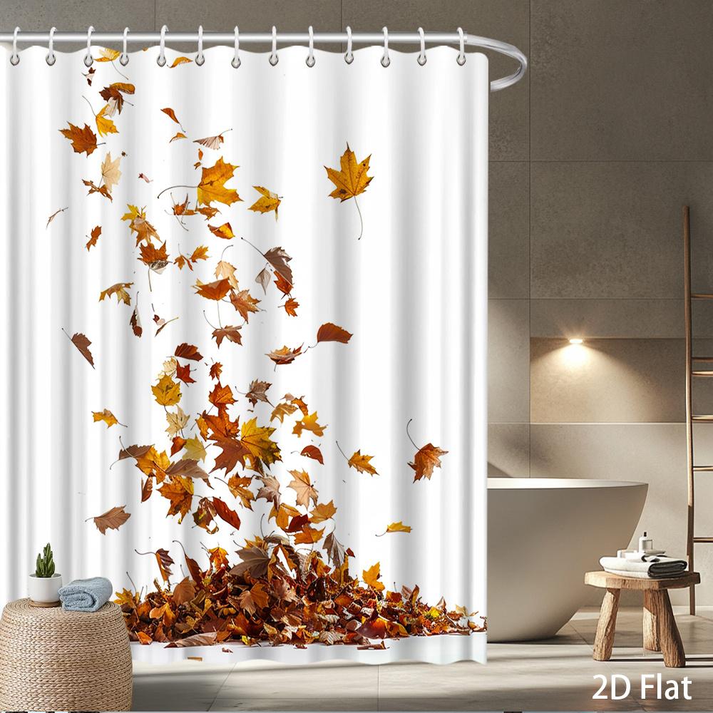 

Autumn Leaves Shower Curtain – Falling Maple Leaves In Orange & Yellow, Waterproof Polyester, Nature-Themed Bathroom Decor W60H190(CM)-1 Pcs