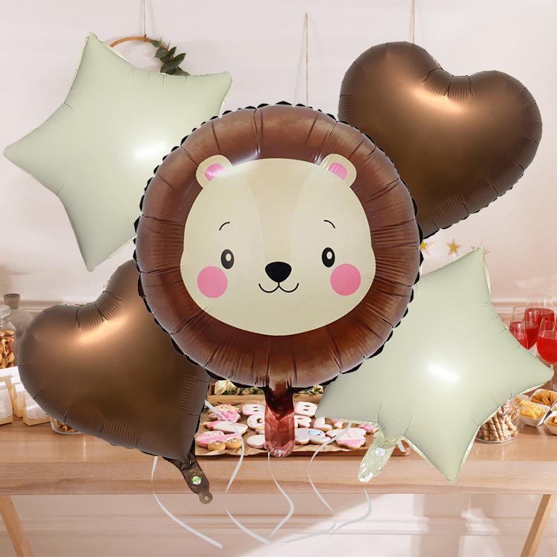 Cream Cute Wind Animal 5-Piece Set Cow Deer Red Letter Aluminum Film Balloon Set Children'S Birthday Party Decoration
